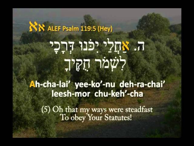 Learn Tehilim Psalm 119 in Hebrew, pt 1 class=