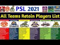 PSL 2021 | PSL 6 All Team retained Players List | HBL Pakistan Super League 2021 Retain Players List