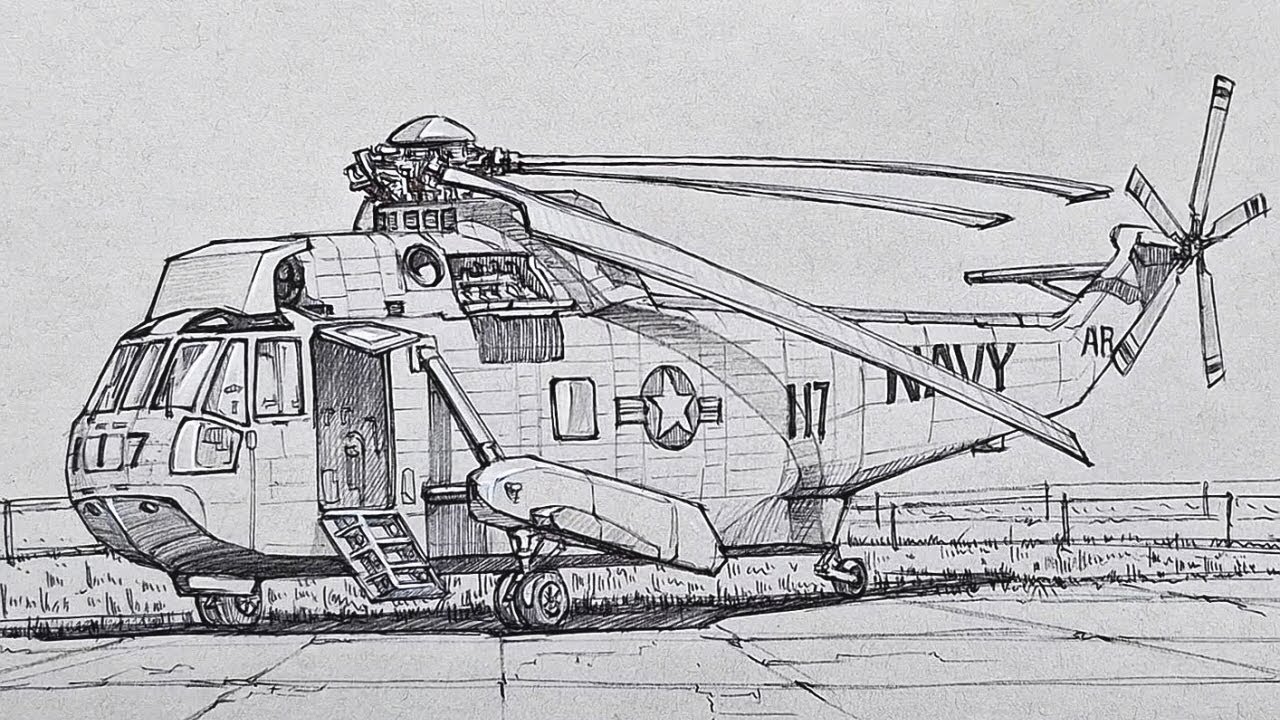Drawing a Sea King Helicopter