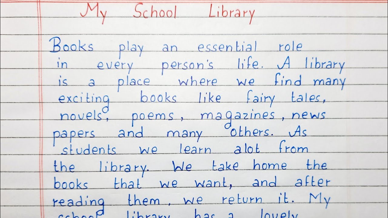 essay on my school library for class 6th