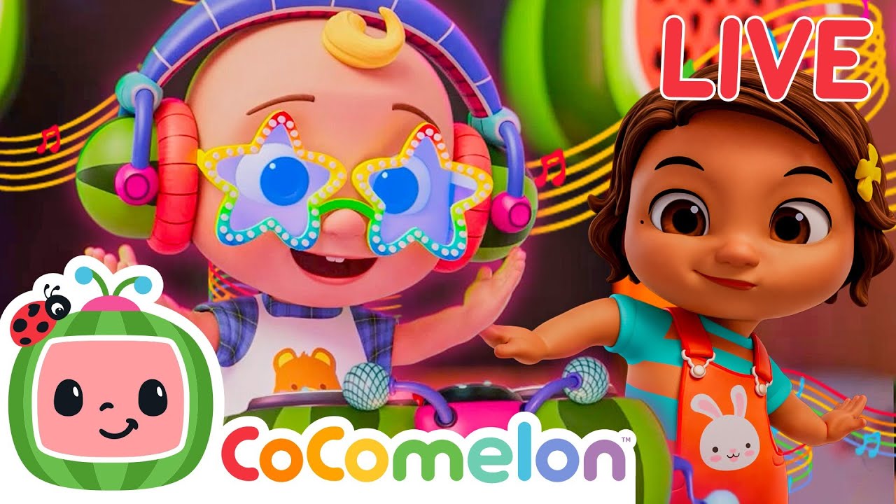 🔴 CoComelon LIVE DJ JJ Dance Party! 🎧 Wheels On The Bus, Baby Shark + More Kids Songs