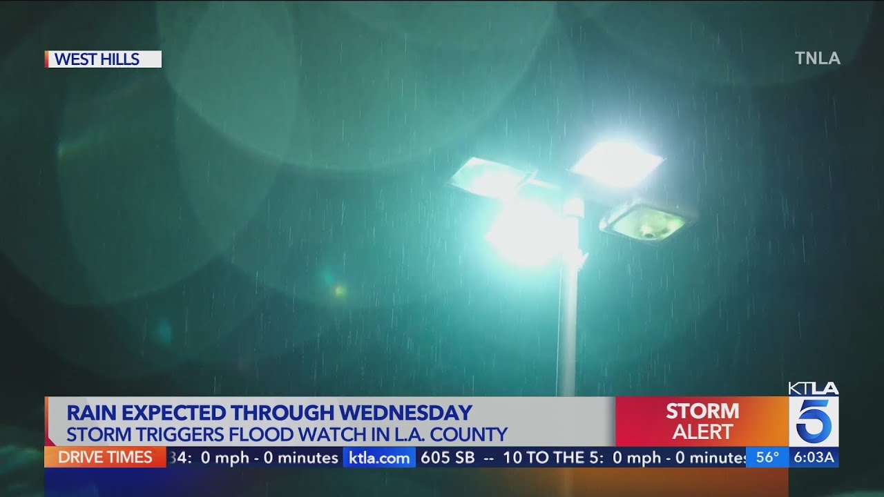 Incoming storm triggers Flood Watch in Los Angeles County - YouTube