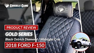 Black Ostrich Diamond Stitch Midnight Croc Custom Seat Covers 2018 Ford F150