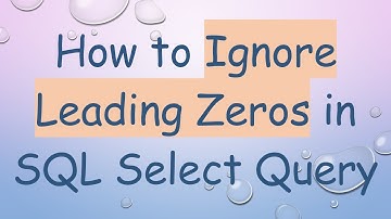 How to Ignore Leading Zeros in SQL Select Query