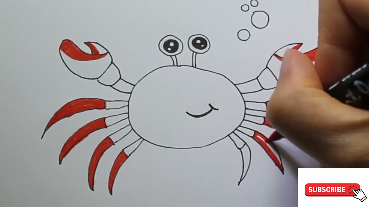 Cách Vẽ Con Cua Siêu Cute Và Dễ | How To Draw A Crab  @Lalalunasocutedrawings - Youtube