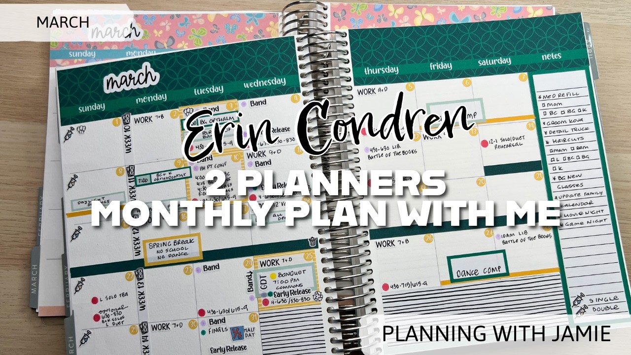 2 FULL MONTHLY SPREADS IN 2 DIFFERENT PLANNERS LAYOUTS!  MARCH PLAN WITH ME