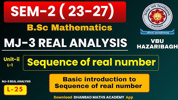 SEM-2 VBU MJ-3 REAL ANALYSIS UNIT-II LECTURE-1 DEFNITION OF SEQUENCE OF REAL NUMBER B.Sc MATHEMATICS
