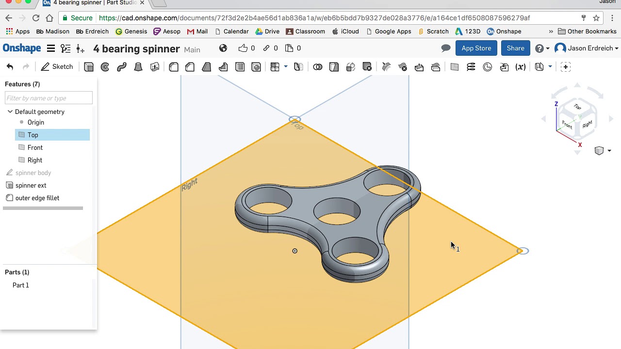 Learn OnShape: Using Variables to Draw Gyroscope Fidget Spinner Key Chain 