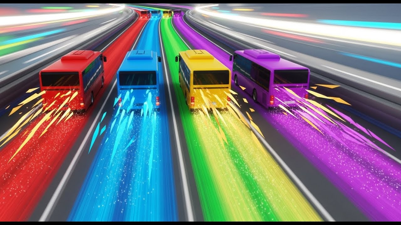Racing Bus Song – Who Wins the Color Race | Fun Color and Counting Song ...