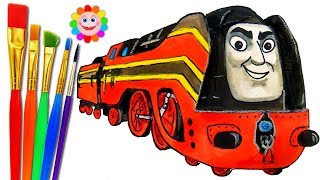 Drawing Thomas &amp; Friends | The Great Race AXEL | HOW DRAW TRAINS Video for KIDS