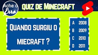 Quiz de Minecraft | Canal Ache o Erro | #shorts