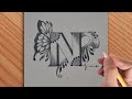 Making an amazing n letter tattoo drawing with pencil   simple drawing of n letter