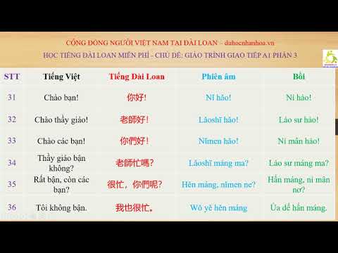 Video HỌC TIẾNG ĐÀI LOAN BỒI MIỄN PHÍ - CHỦ ĐỀ: GIÁO TRÌNH... - YouTube