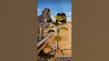 Zebra saved apple tree from drying up by watering it 😭 #ai #tree #save #zebra #trending