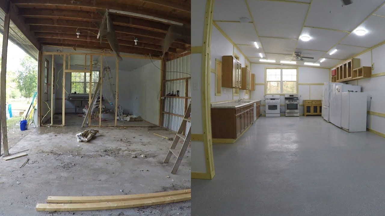 Remodeling Our Pole Barn Into A Kitchen Time Lapse Youtube