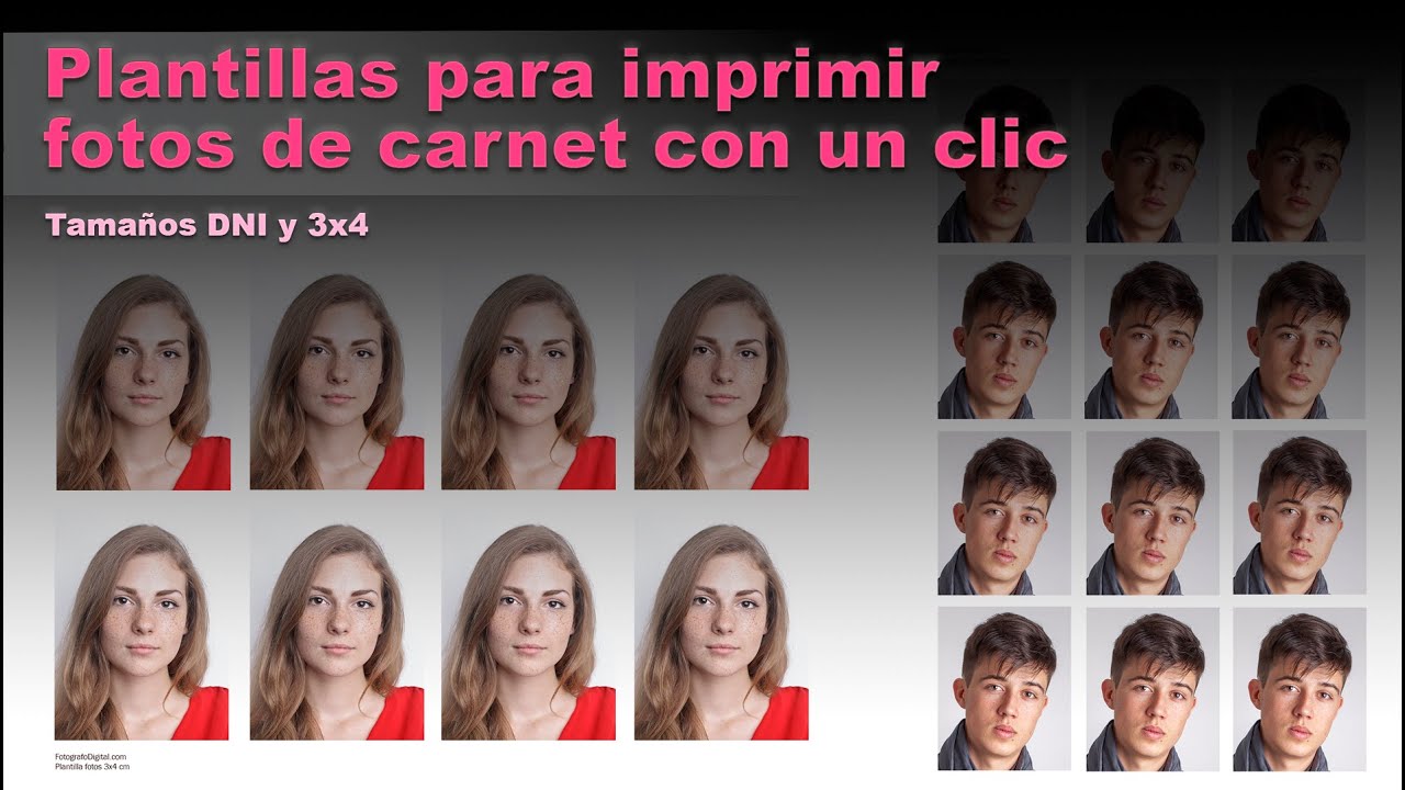 Tamaño Dni Para Imprimir Plantillas para imprimir fotos de carnet en Photoshop - YouTube