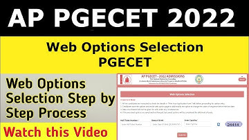 AP PGECET 2022 Web Options Selection Step by Step Process | AP PGECET 2022 Web Options | AP PGECET