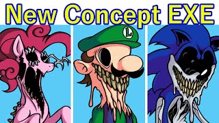 Friday Night Funkin' VS EXE Mods Concepts | Mario.exe, Pinkie Pie.exe (FNF Mod)