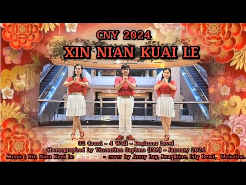 CNY 2024 - Xin Nian Kuai Le | Beginner Line Dance - Demo by : Amare Yedij