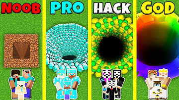 Minecraft Battle: NOOB vs PRO vs HACKER vs GOD: TUNNEL PIT HOLE HOUSE BUILD CHALLENGE / Animation