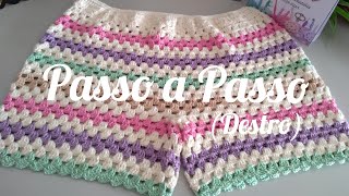 SHORT DE CROCHÊ  SIMPLES com Elástico PASSO A PASSO(Destro)