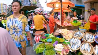 Cambodian street food walking tour @Orussey Market - Delicous Fruit, Fish, Pork, Chicken & More