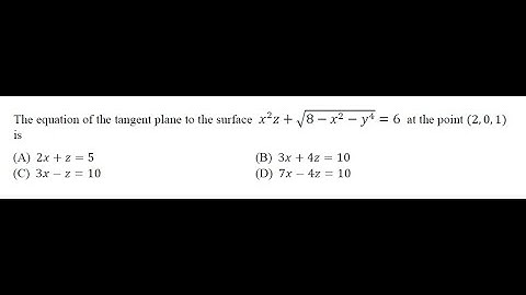 Question No 08 from IIT JAM 2019 Mathematics Paper. Question on Tangent Plane on JAM