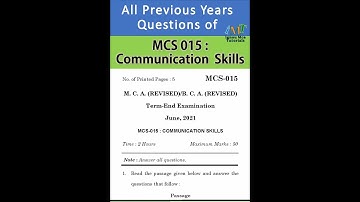 MCS 015 - All Previous Years Question in one video - june 2021 to june 2008 | COMMUNICATION SKILLS