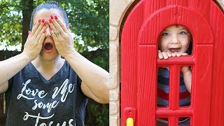 Caleb and Mommy Pretend Play Hide and Seek in Kids Playhouse