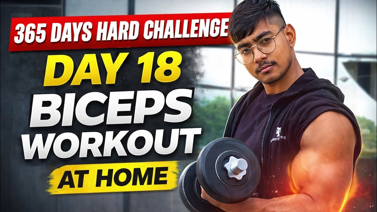 Biceps Workout At Home With Dumbbells 💪 | Day 18 | 365 Days Hard Challenge (Arms Bigger Fast)