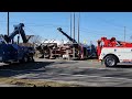 Cement Truck Rollover, Freightliner 114SD, Heavy duty towing and recovery