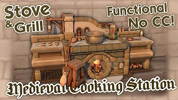 I made a FUNCTIONAL MEDIEVAL Stove and Grill WITHOUT CC! || The Sims 4 || Speedbuild ||