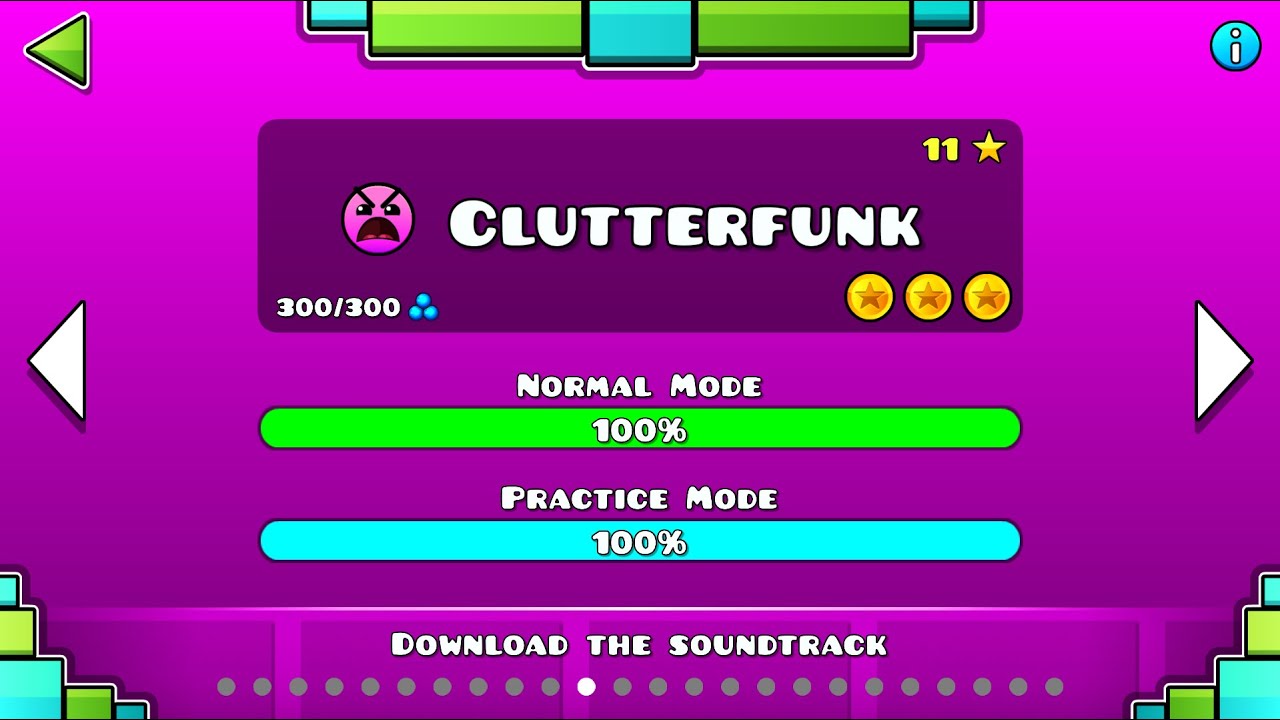 Geometry Dash - Level 11: Clutterfunk 100% Complete (All Coins) - YouTube
