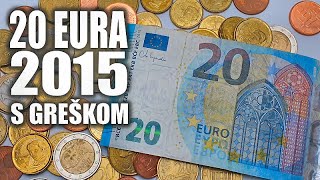 Novčanica od 20 eura iz 2015. sa zanimljivom greškom na naličju