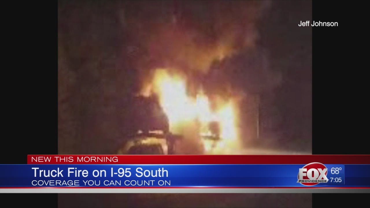 Truck fully engulfed in flames overnight on I-95S