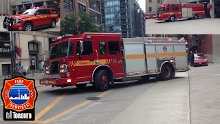 Toronto fire services pumper 332 responding for a medical call, and
highrise & car 33 alarms. - 2013 spartan metro star / erv /...