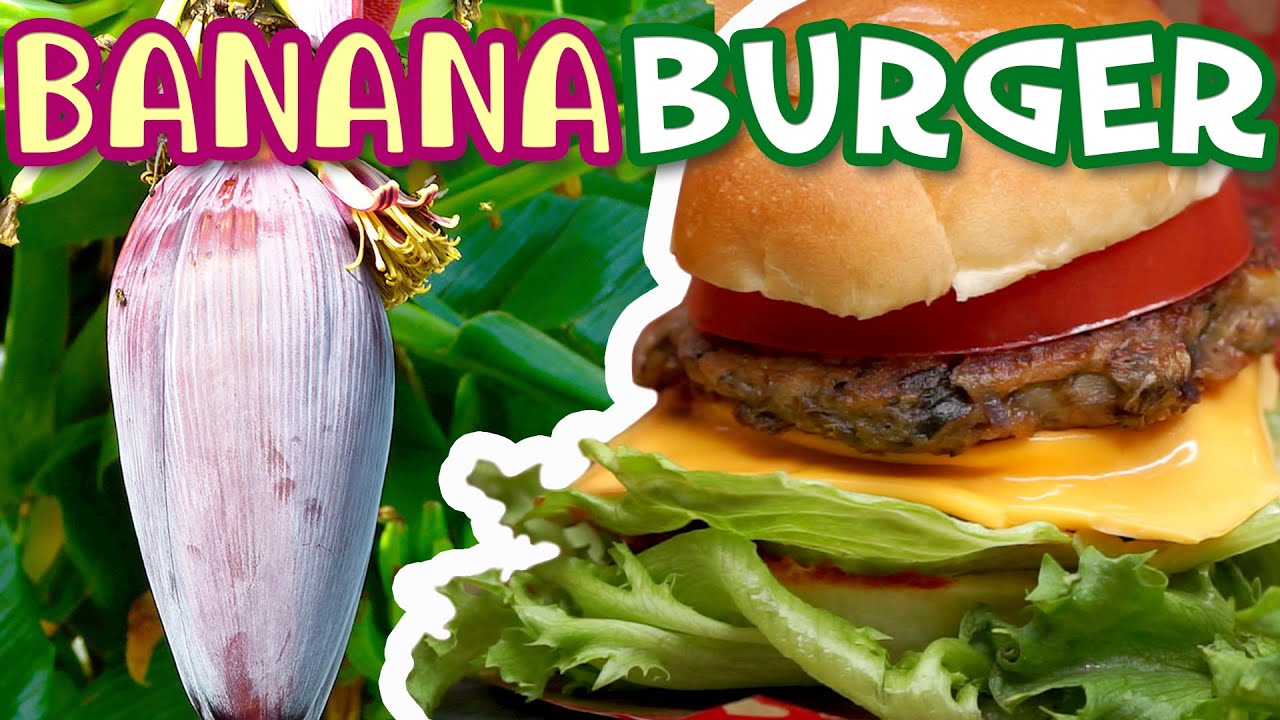 Veggie Burger🌿🍔BANANA Blossom💗HEART Recipe バナナの花バーガー 