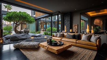 Naadloze, gezellige woonkamer met binnentuin geïnspireerd op West Elm-meubels