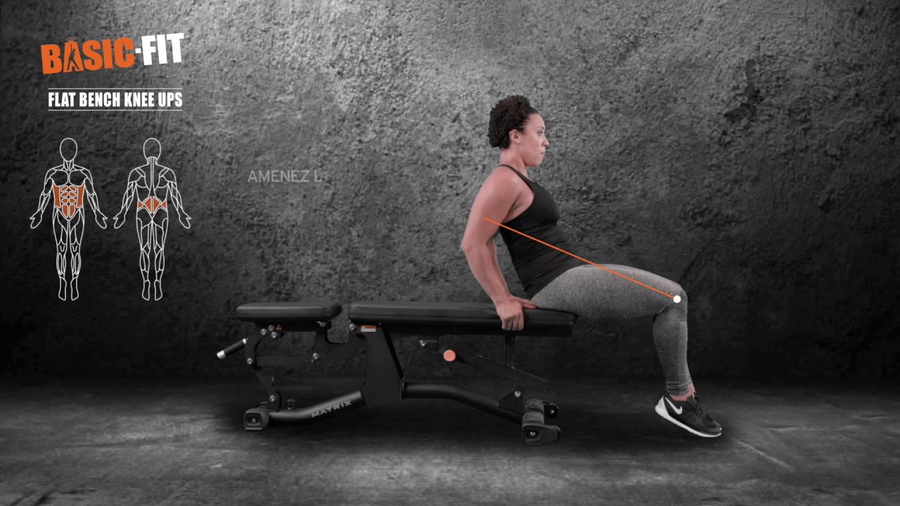 Exercise Flat Bench Knee Ups (FR) YouTube