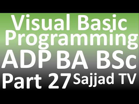 ADP || Associate Degree Program || VB || Visual Basic Programs || BSc BA || Compute Science Part 27