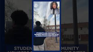 Students and community members protest after polling sites close