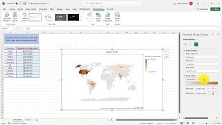 10 - NEW! Maps Chart - only for Excel 2019 and above Excel 2019 365 Tutorial World Map Options Microsoft Training