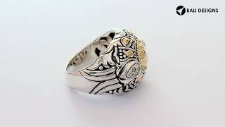 Sterling Silver Ring With 18K Gold And Diamond ARG-8048-GD