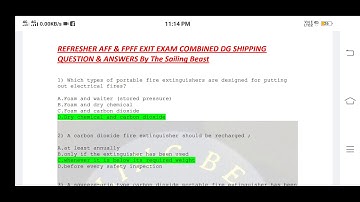 Refresher AFF & FPFF Exit Exam DG Shipping Questions With Answers Combined Set 9