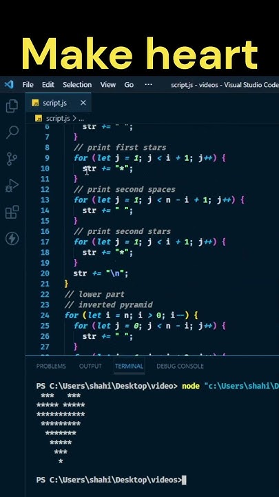 Heart Star Pattern In JavaScript - YouTube