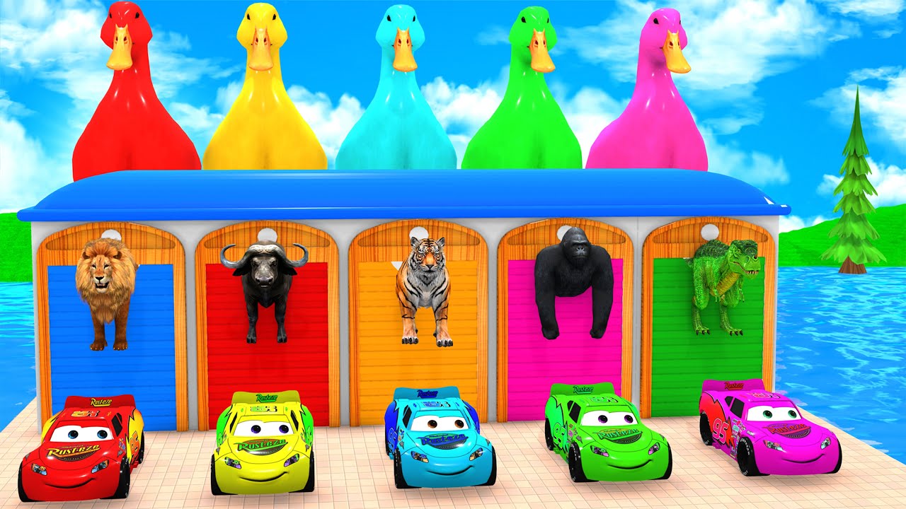 Cartoon 3D Animals on Long Slide 🛝 | Ultimate Funny Animal Game