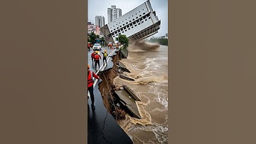 Building Collapses Into River as Ground Suddenly Gives Way!