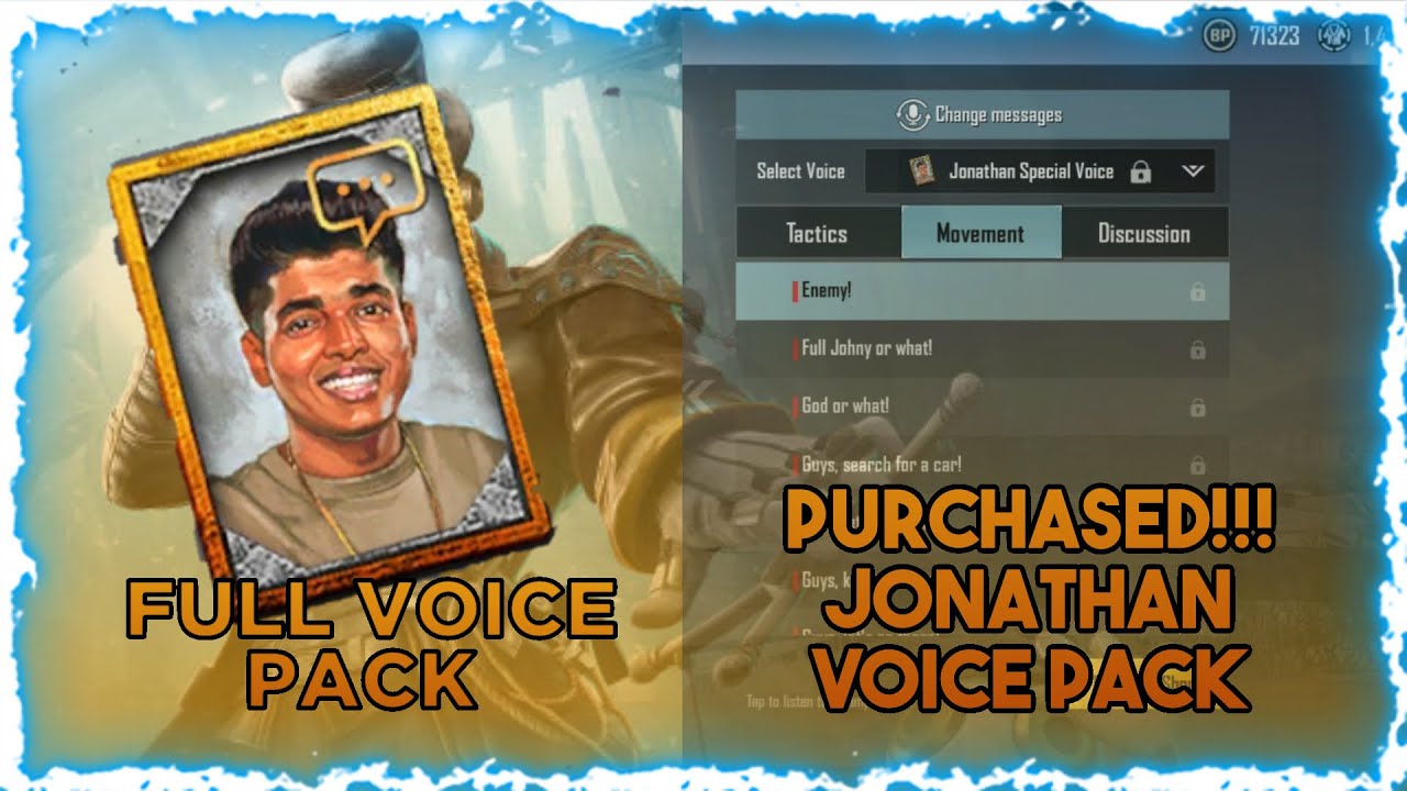 JONATHAN MYTHIC VOICE PACK PURCHASED !!! HINDI VOICE PACK 😍 || BGMI ...
