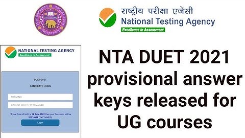 NTA DUET 2021 provisional answer keys released for UG courses | DUET NTA Answer Key 2021