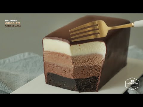 브라우니 초콜릿 치즈케이크 (노젤라틴) 만들기 : Brownie Chocolate Cheesecake (No-<strong>Gelatin</strong>) Recipe | Cooking tree